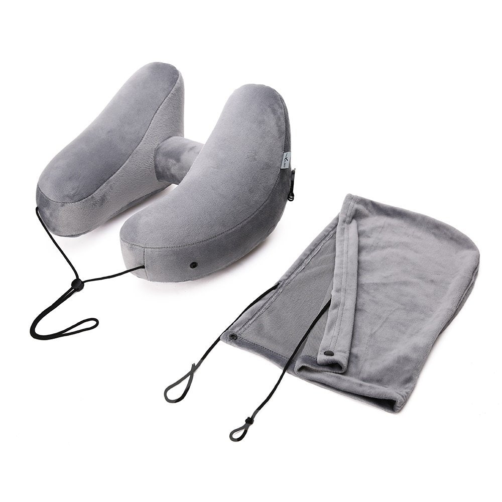 Protección de cuello inflable tipo H para aviones, almohada de viaje para coche