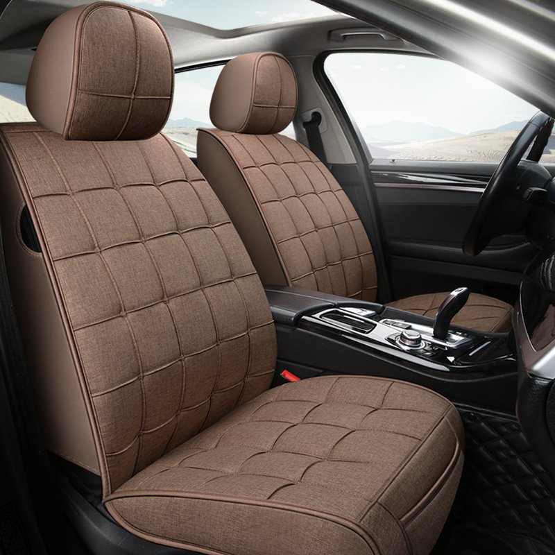 Fundas de asiento de coche modelo Grid Cobertura total Suave Resistente al desgaste Durable Agradable para la piel Resistente a los arañazos Material de tela transpirable Compatible con airbag Fundas de asiento de ajuste universal de 5 plazas 