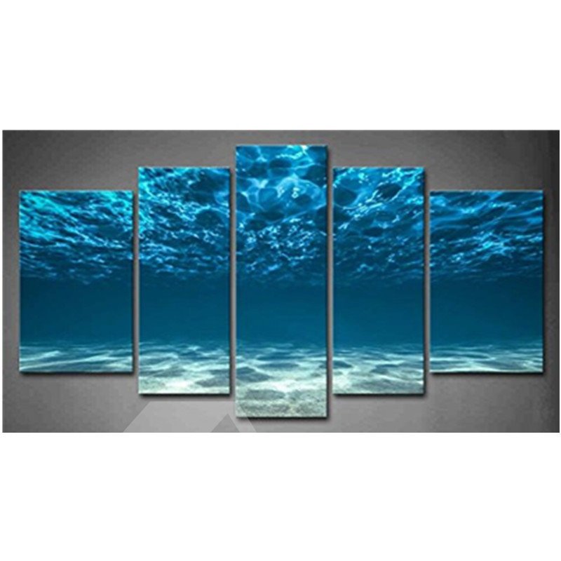 Lienzo colgante de mar azul de 5 piezas, impresiones sin marco, ecológicas e impermeables