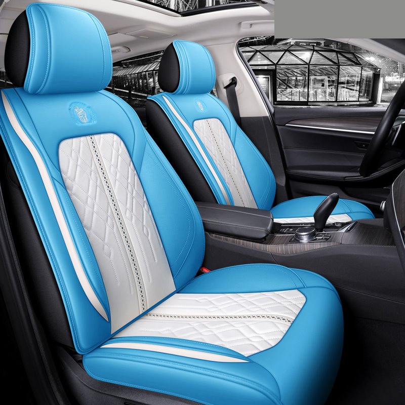 Material de cuero de alta calidad, resistente al desgaste y duradero, estilo simple, fundas de asiento de ajuste universal de cobertura total para 5 plazas (Ford Mustang y Chevrolet Camaro no son adecuados)