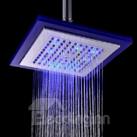 8 Inches LED Colors-changing ABS Rectangular Shower Head Faucet