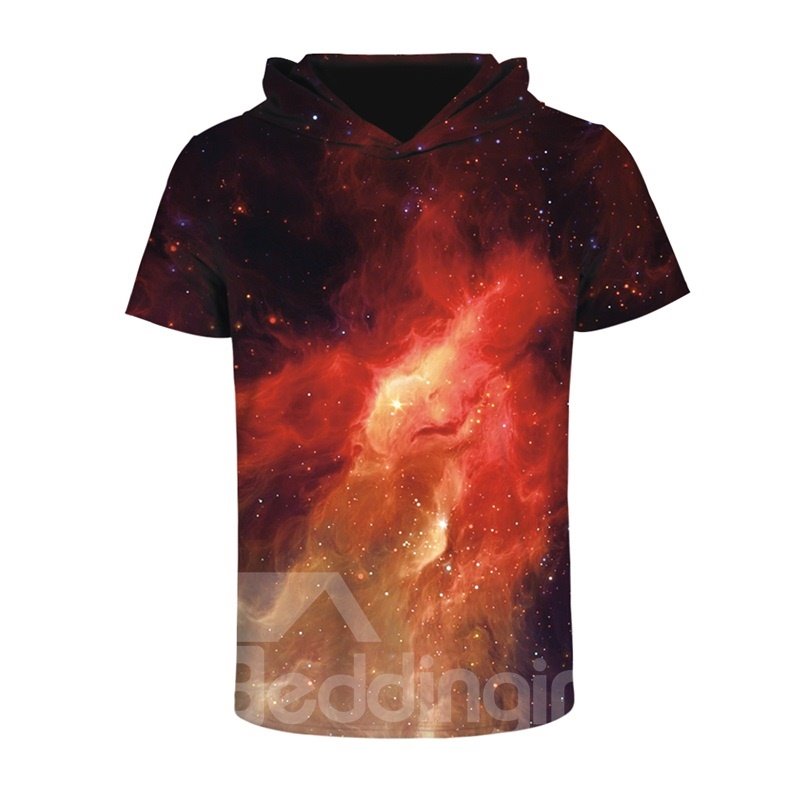 Light in the Galaxy 3D Printed Short Sleeve for Men Hooded T-shirt