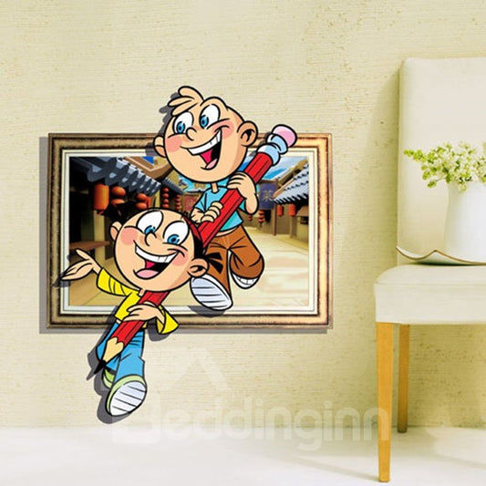 Erstaunlicher kreativer 3D-Wandaufkleber „Kinder tragen einen Bleistift tragen“.