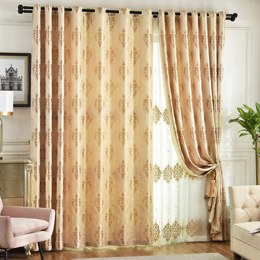 Modern High-end Jacquard Shading Curtains Silky Fabric Blackout Curtains for Living Room Bedroom Decoration Custom 2 Panels Drapes No Pilling No Fading No off-lining Heat insulation Sun Protection