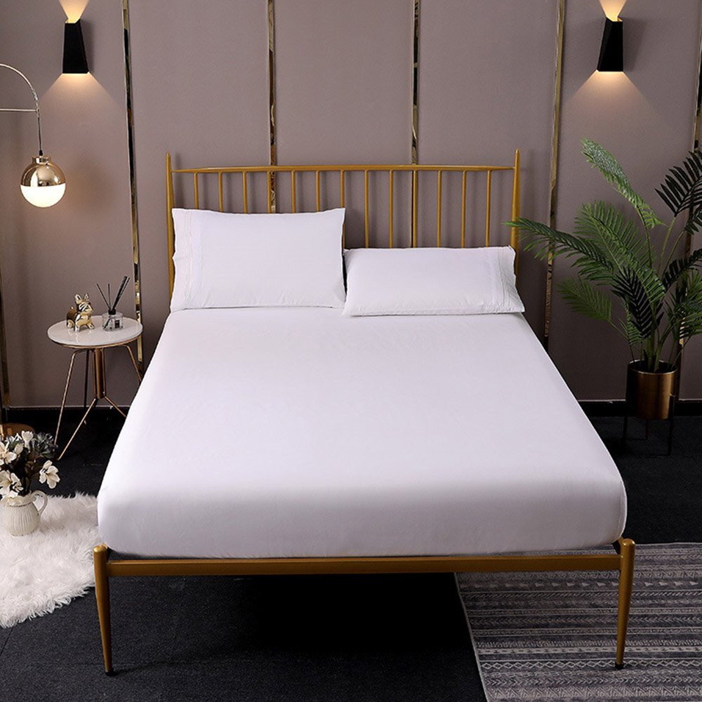 Juego de sábanas de 3 piezas Juego de cama de color sólido 1 sábana ajustable 2 fundas de almohada Poliéster suave