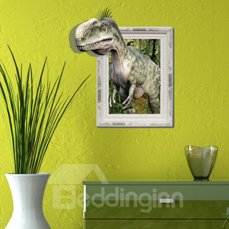 Etiqueta de la pared del dinosaurio 3D con estilo tomando el sol