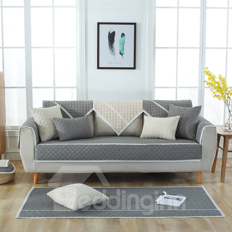 All Seasons Pure Color Simple Style Prevent Stains Sofa Covers