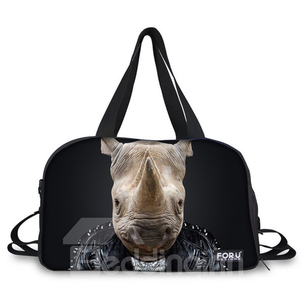 Dog with Clothes Nylon Large Capacity Shoulder Black 3D Travel Bags