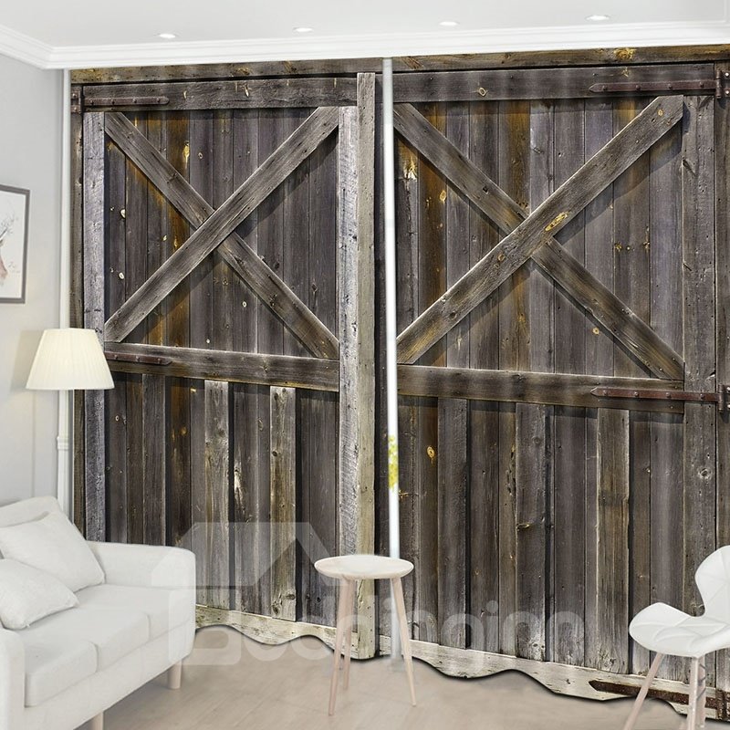 Bedinginn Dekoration 3D-Vorhang für Scheunentür aus altem Holz 