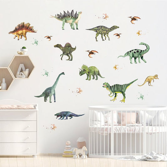 Pegatina de vinilo autoadhesiva de dinosaurios bonitos, pegatinas removibles para pared, calcomanía para decoración del hogar y dormitorio de niños 