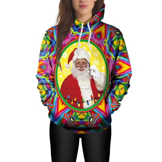 Weihnachten Weihnachtsmann 3D Damen Hoodie Drucken Kreative Unisex Pullover Hoodies Mode Langarm Sweatshirt Sportbekleidung 
