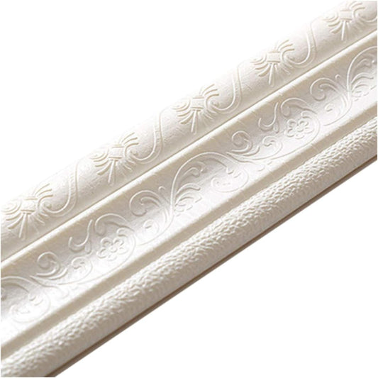Cozylkx 90"x 3" Self Adhesive Flexible Foam Molding Trim, 3D Sticky Decorative Wall Lines Wallpaper Border for Home, Office, Hotel DIY Decoration, White