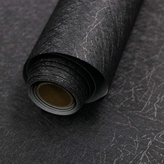 Abyssaly Papel pintado de seda negro de 15.7 x 118 pulgadas, papel pintado autoadhesivo en relieve, papel pintado de cocina extraíble, vinilo negro, papel pintado para gabinete, muebles, encimera, papel pintado texturizado