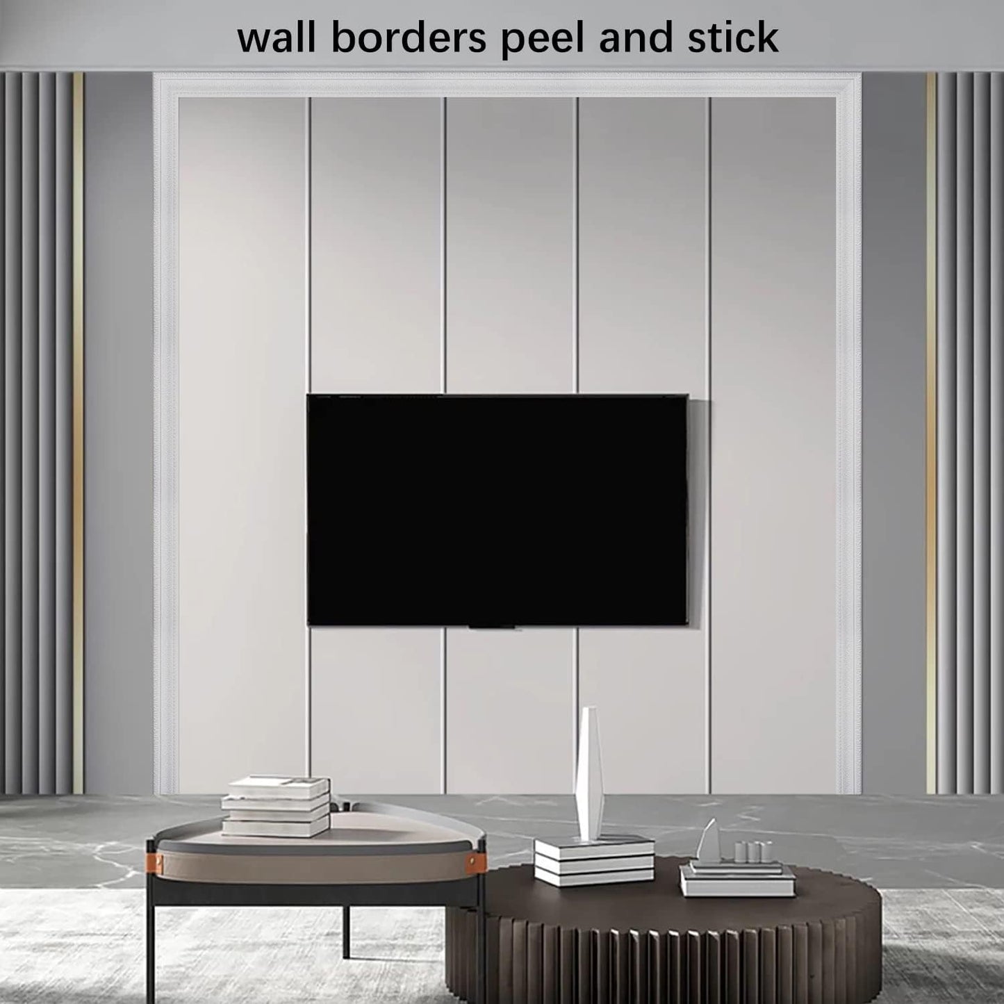 Yutianli Kronenleiste zum Abziehen und Aufkleben, Tapetenbordüre, flexible Wandsockelleiste, selbstklebende Vinyl-Fußleiste, weiße Schaumstoff-Wandleiste, 3D-Spiegelbordüre (2 Stück, 178, weiß) 