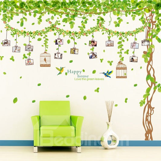 Adhesivo de pared extraíble con marco de fotos de árbol y hojas maravillosos