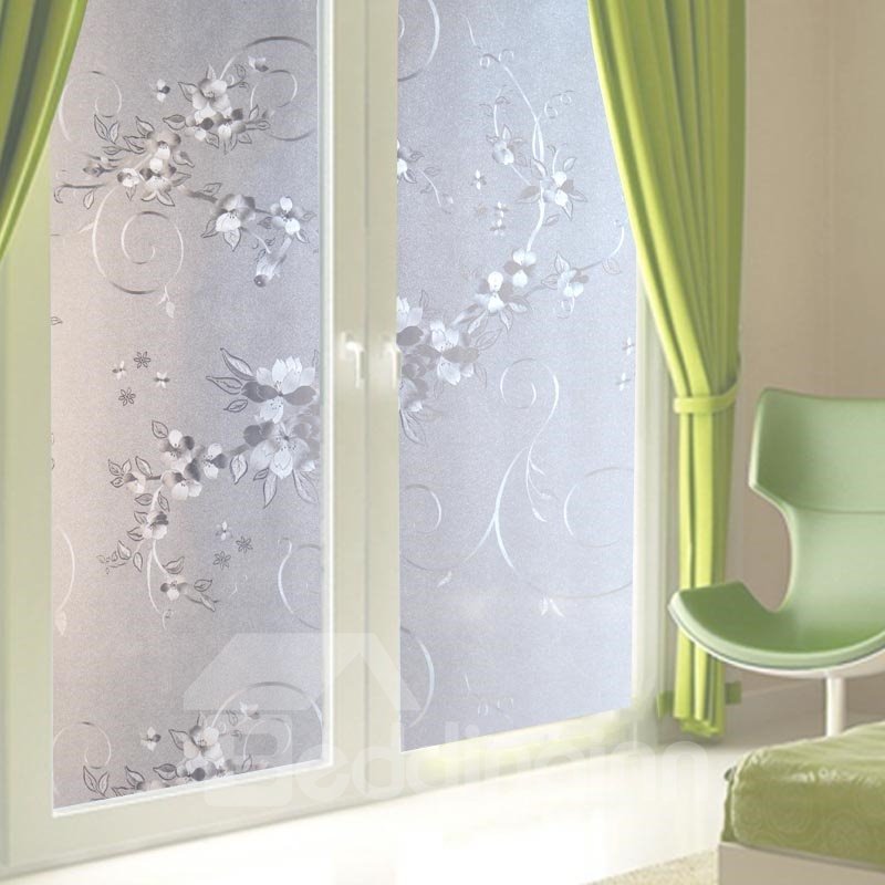 Películas para ventanas Película decorativa no adhesiva estática floral sólida