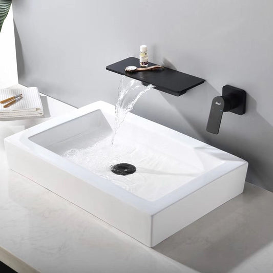 Gold Wasserfall Badezimmer Waschbecken Wasserhahn 1-Griff Wandmontage Toilette Wasserhahn Mischbatterie aus massivem Messing