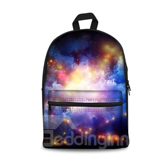 3D Vintage Galaxy Star Pattern School Laptop Zipper Backpack for Girls and Boys