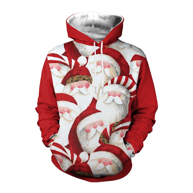 Ugly Christmas Casual 3D Printed Men's Hoodie Santa Claus Couple Outfit Unisex Pullover Hoodies Long Sleeve Loose Sweatshirt Sportswear Polyester