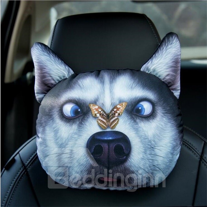 Almohada suave creativa del cuello del coche de la cara animal 3D