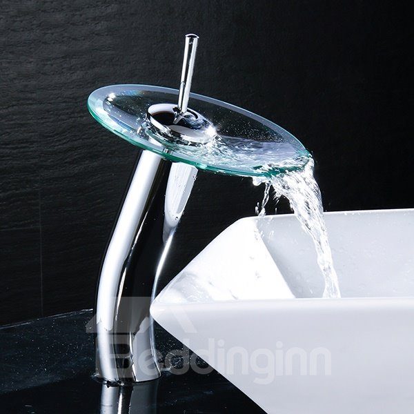 Brass Waterfall Single Hole Single Handle Bathroom Sink Faucets