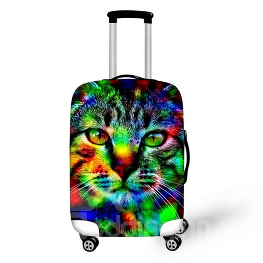 Colorful Cat Face Pattern 3D Painted Luggage Cover