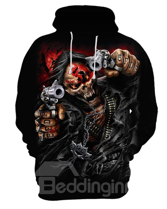 Unisex-Pullover mit Kängurutasche und 3D-Bemalung, leuchtende Farbe, loses Modell