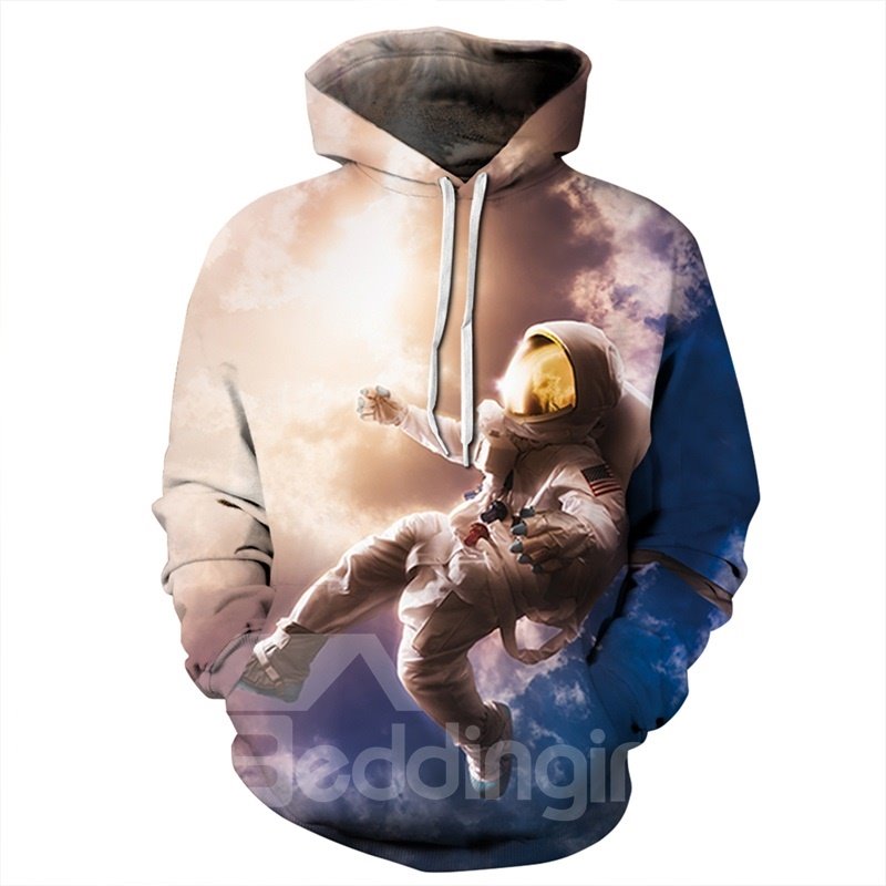 Astronaut Fly in the Sky Long Sleeve 3D Pattern Hoodie