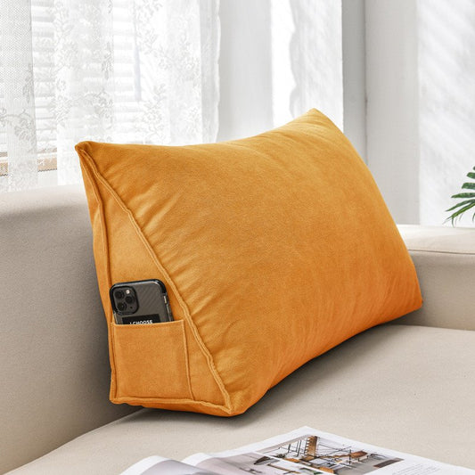 Modern Back Wedge Cushion Solid Color Pillow with Pocket for Sofa Bed Office Endurable Skin-friendly All-Season