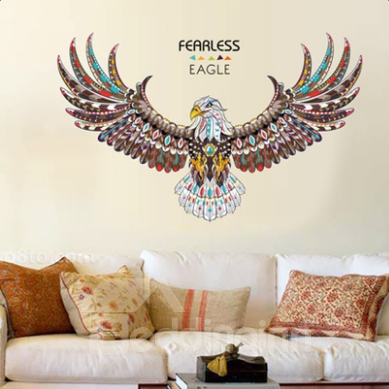 Impresionantes pegatinas de pared removibles decorativas para el hogar con patrón de águila colorida