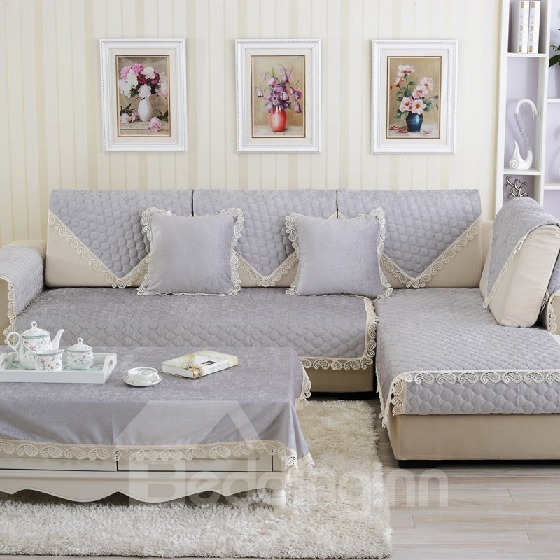Pure Color Polyester Simple Style Wearproof Sofa Covers