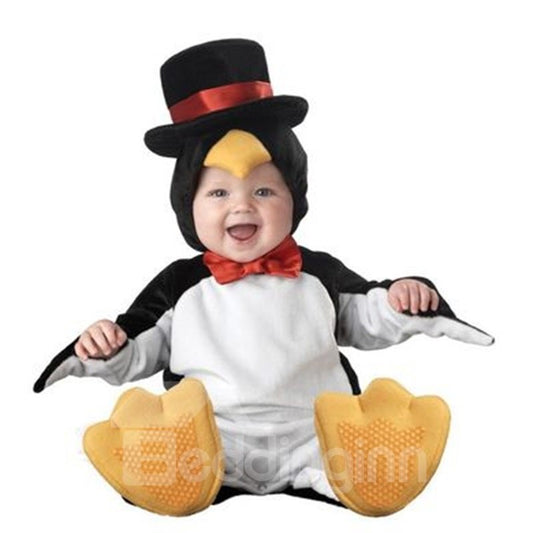 Disfraz de bebé en forma de pingüino de poliéster negro y amarillo