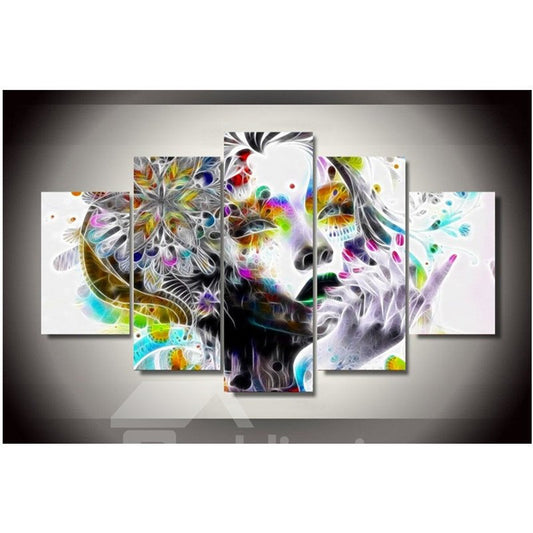 5-teilige Leinwand zum Aufhängen mit Mädchenkopf, umweltfreundliche und wasserfeste, nicht gerahmte Drucke