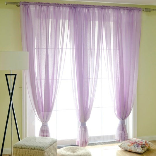 Cortina transparente personalizada concisa de un solo panel de color morado sólido