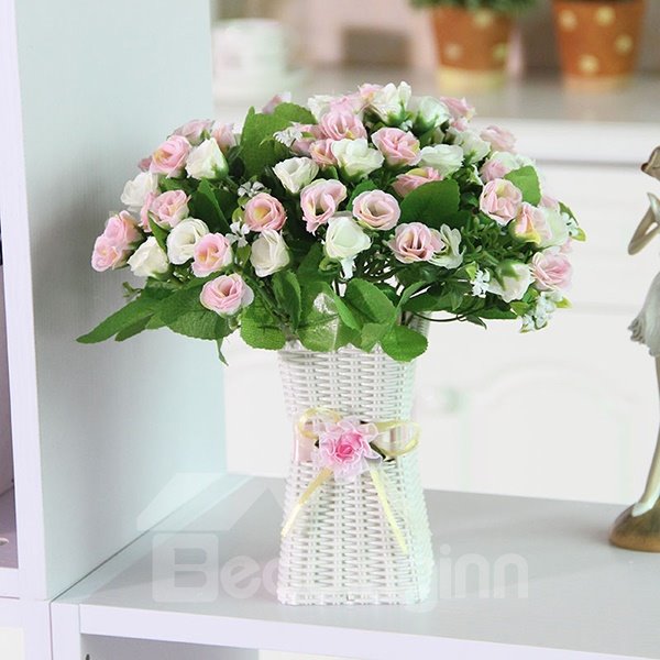 Preciosa decoración de mesa, flores artificiales, conjuntos de flores de capullo de rosa