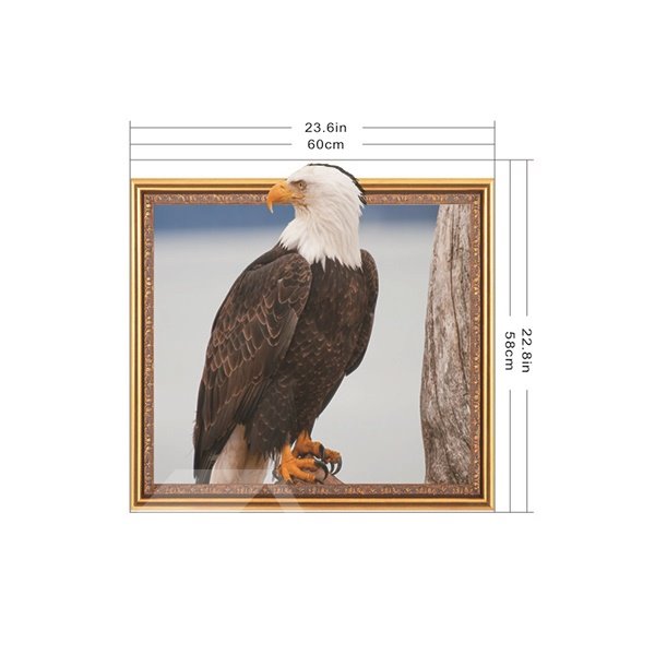 Adhesivo de pared 3D extraíble con marco de águila negra y cabeza blanca única