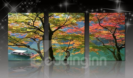 Fantastische bunte Bäume 3-teilige Leinwand-Wandkunstdrucke