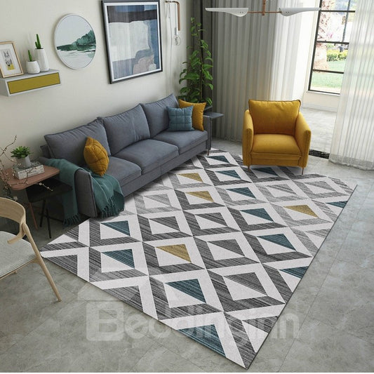 Geometric Pattern Crystal Material Modern Style Rectangle Shape Area Rug
