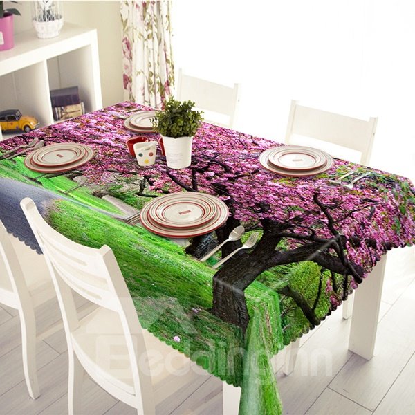Pink Polyester Sarawak and Lawn Pattern 3D Tablecloth