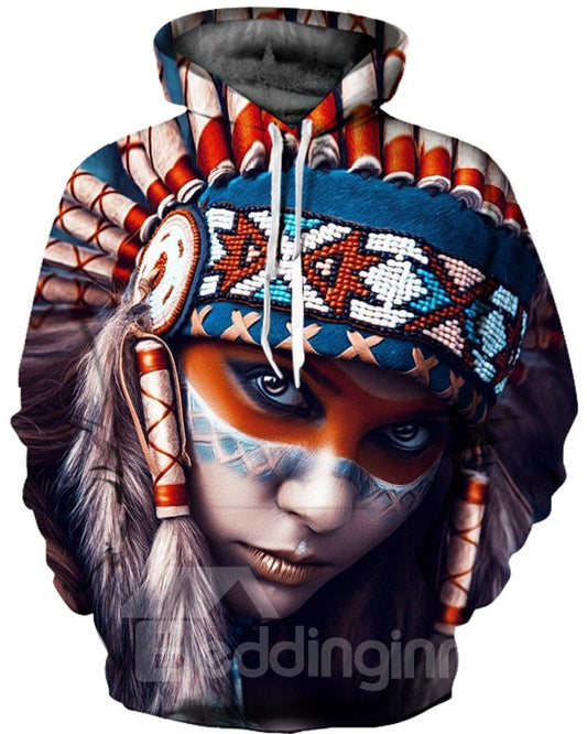 Workout Loose Model Kangaroo Pocket Unisex Pullover 3D Painted Hoodie