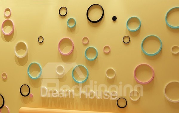 Decoraciones 3D, pegatinas de pared de fondo de anillo de lunares, decoración del hogar extraíble 