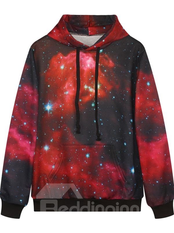 Long Sleeve Starry Sky Pattern Pocket 3D Painted Hoodie