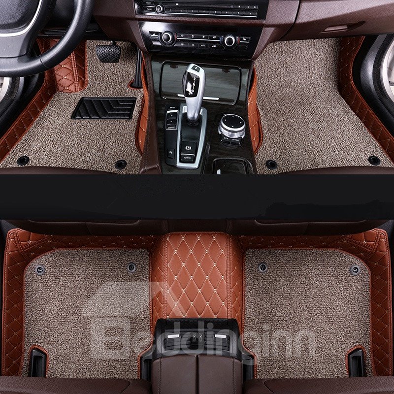 Estera del piso del coche del ajuste personalizado de la prenda impermeable material del cuero del PVC del bloque del color