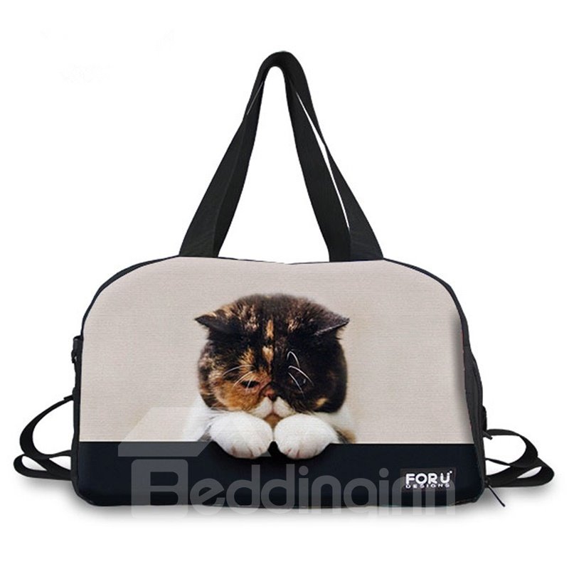 Precioso bolso de viaje pintado en 3D con estampado de gato