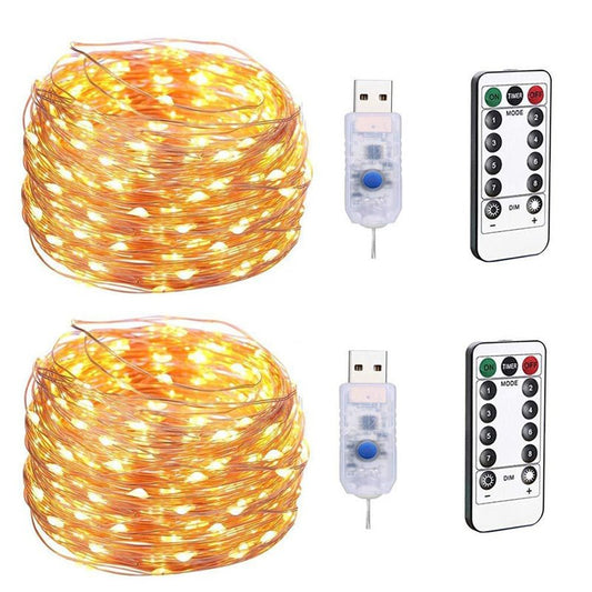Guirnalda de luces LED con cable de cobre, funciona con USB, cadena de luces decorativa para dormitorio, interior, Navidad, boda, fiesta, Patio, ventana 
