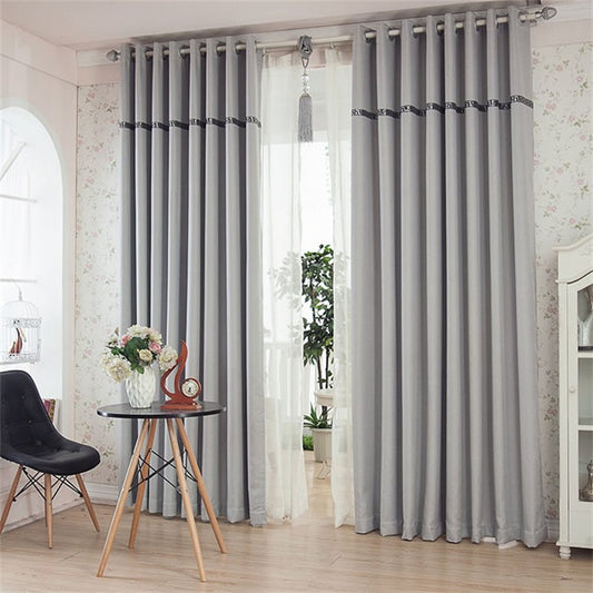 Gray Plain Modern Blackout Curtains Linen for Living Room Bedroom Decor Curtain Custom 2 Panels Drapes Heat insulation Sun Protection
