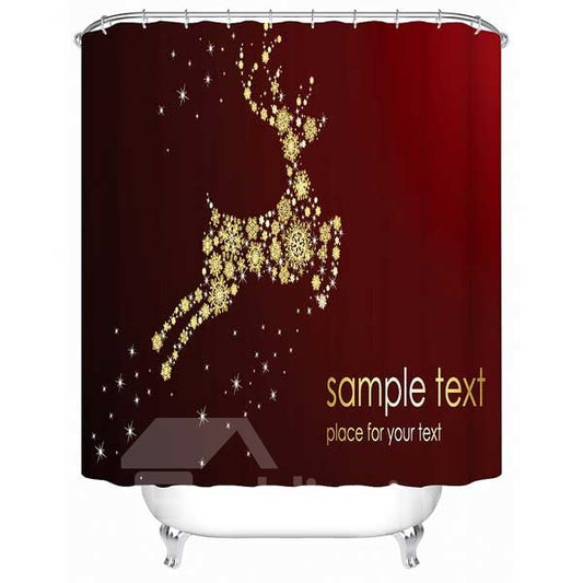 Golden Reindeer Print 3D Shower Curtain