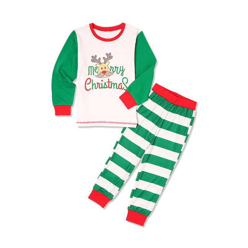 Traje navideño a rayas para padres e hijos, pijama, traje familiar, Top de manga larga, pantalones, verde y blanco 