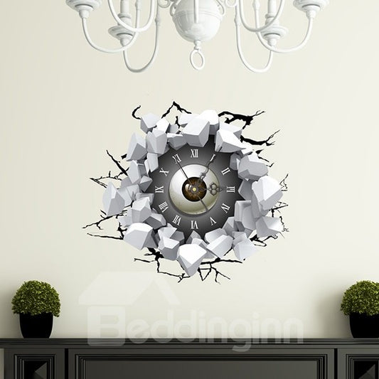 Broken Wall Eyeball 3D-Aufkleber-Wanduhr