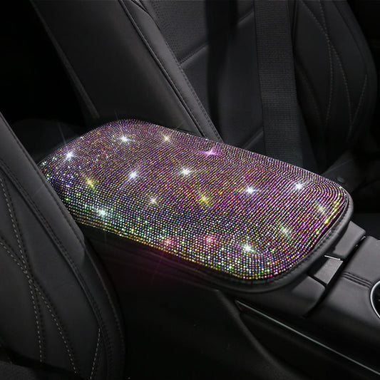 Armrest Cover for Car Cute Bling Auto Center Console Protector Arm Rest Cushion Pad Universal Fit Crystal Rhinestone Car Decor Car Accessories Stable and Not Easy to Slip Off Don't Drop The Drill or Scratch Your Hands The Best Choice for Gifts
